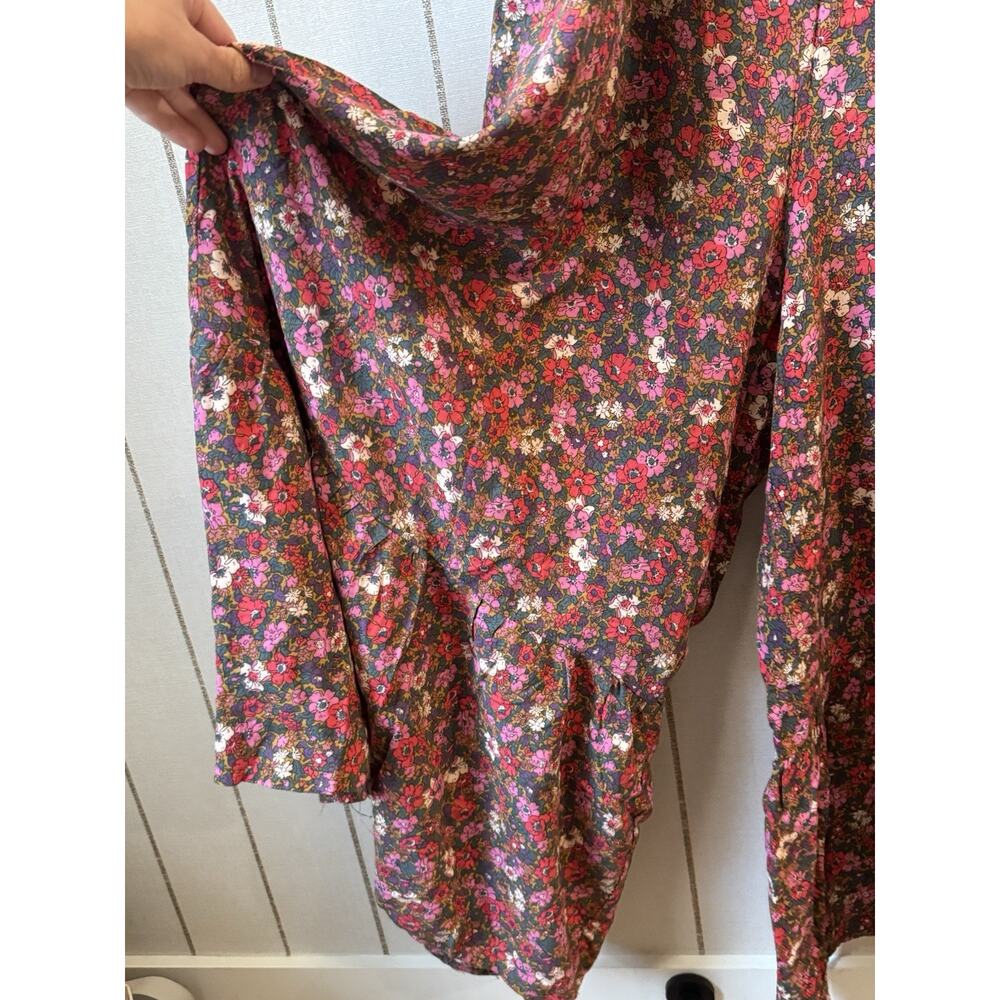 Natural Life Palazzo Wide Leg Crop Jumpsuit Ditzy Floral Large Brown Pink Resort - Picture 5 of 10